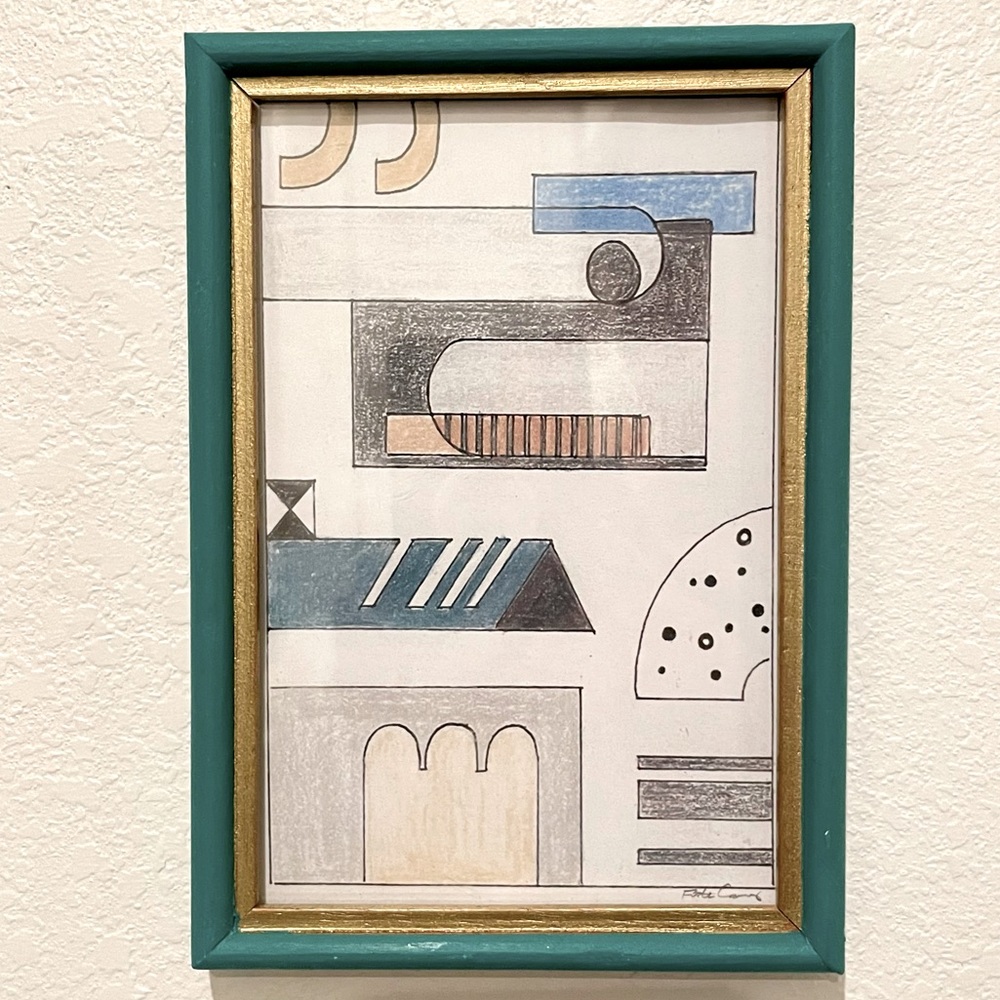ORIGINAL FRAMED ART PRINT Abstract 80s Style Geometric Art Print & Painted Frame
